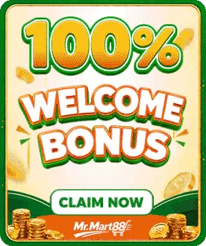 100% Welcome Bonus banner from MrMart88